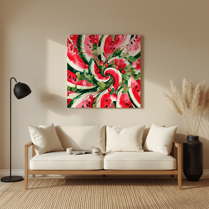 Art mural en métal beige, légumes et radis melon d'eau