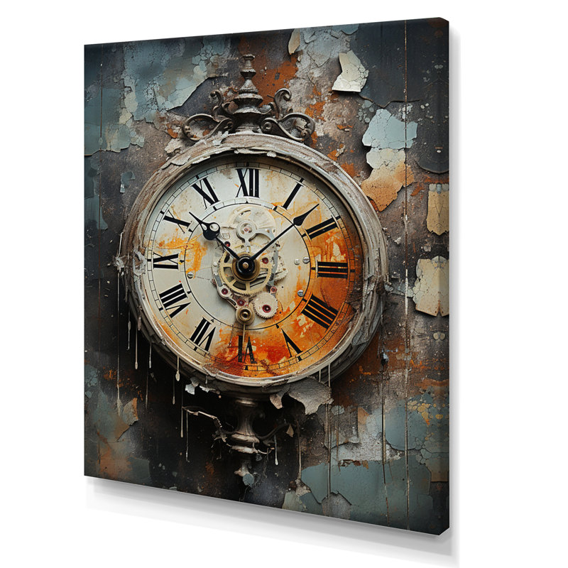 Pukiawe " Clock Industrial Chic I ", 40" H x 30" W x 1.5" D, Wrapped Canvas