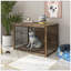 Meuble en bois pour cage de chien avec portes doubles, chenil d'intérieur durable et élégant pour animaux de compagnie