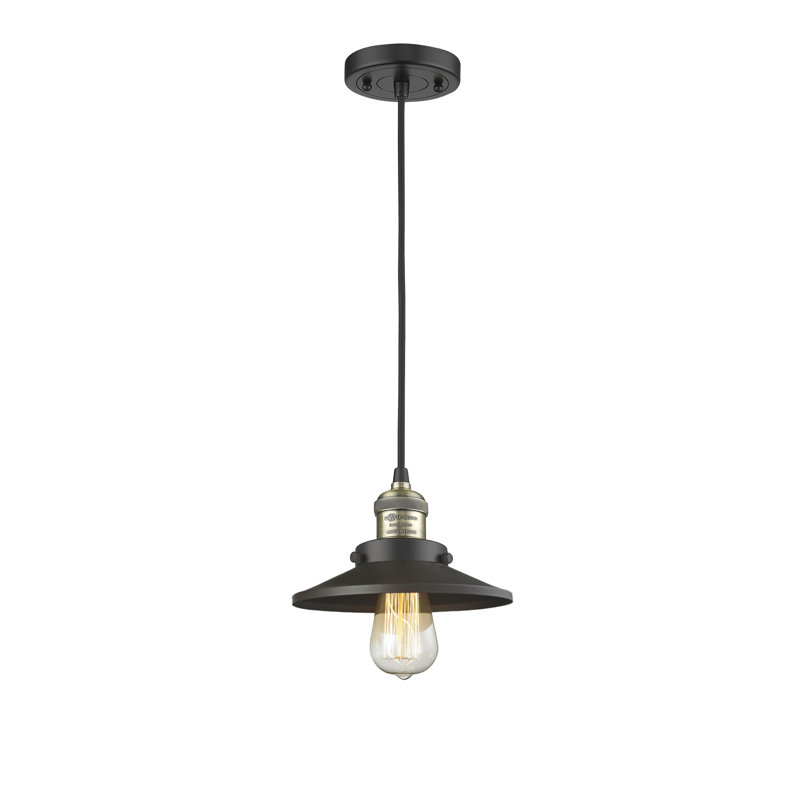 Clintonpark 1 - Light Single Pendant, No Bulb Included, Black Antique Brass, Matte Black
