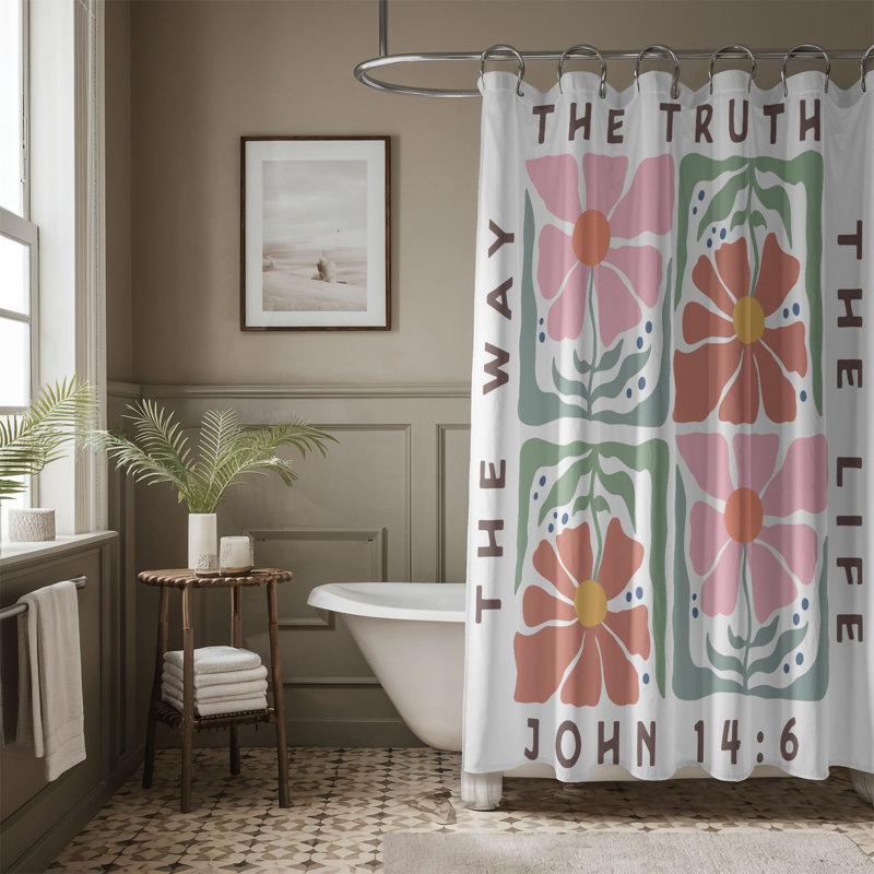 Rideau de douche 1 pièce Floral Faith, H 74 po x l 40 po