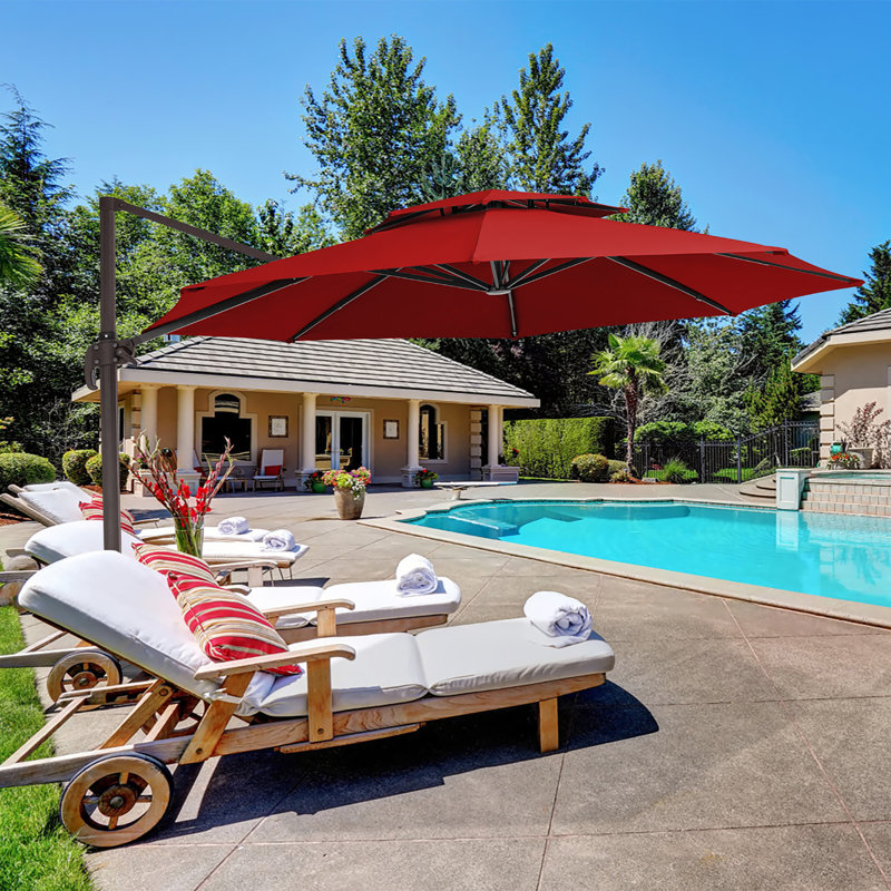 Parasol en porte-à-faux Pulk, Rouge, L 120 po x P 120 po