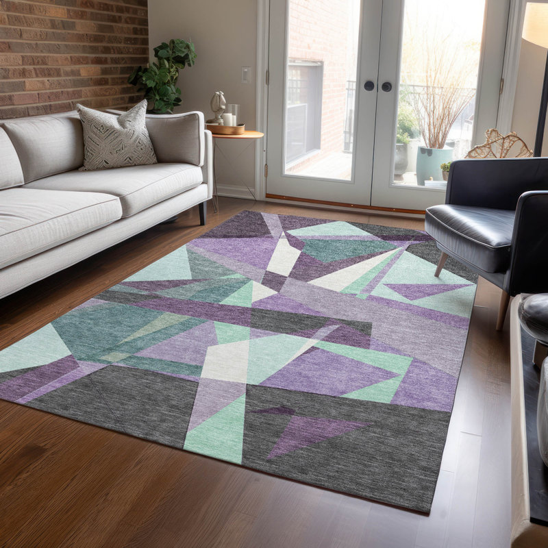 Tapis intérieur / extérieur mauve Shapevia - LOOMlan, 10 pi x 14 pi