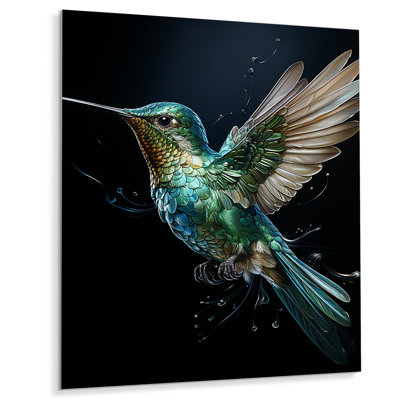 " Teal Black Hummingbird Aerial Grace "