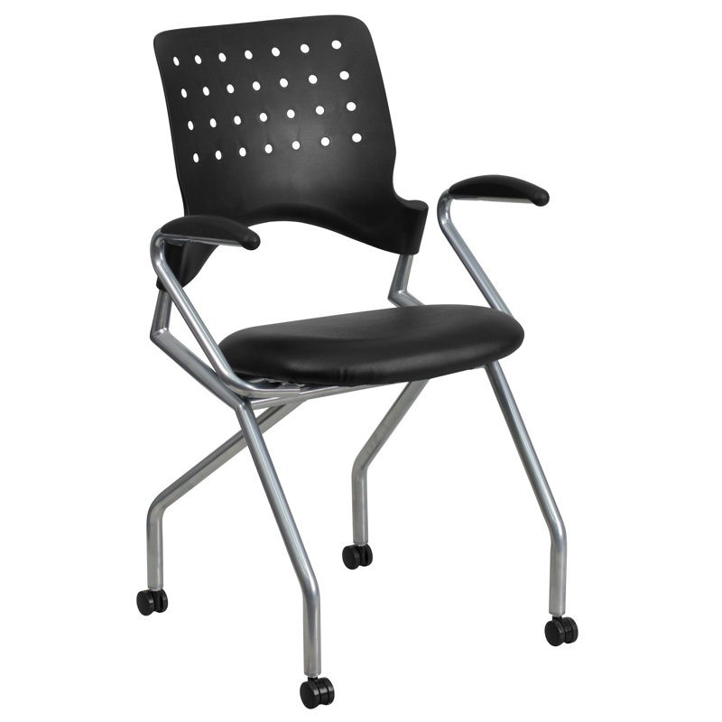Chaise gigogne en cuir, Avec accoudoirs