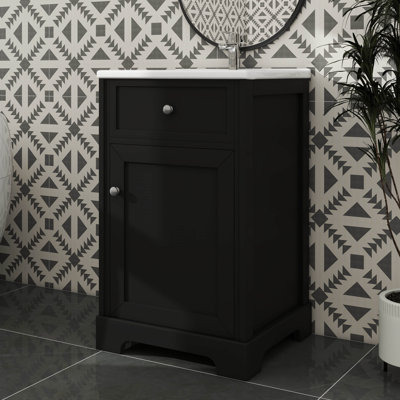 Meuble-lavabo moderne de 20 pouces avec lavabo en céramique et tablette intérieure réglable