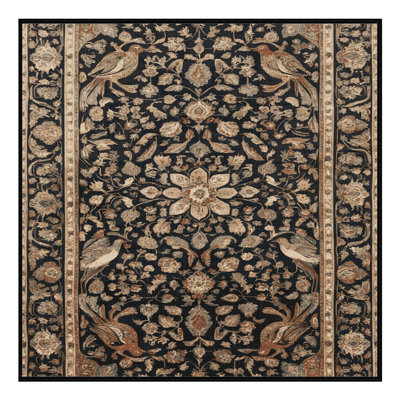 Machine Washable Persian Black Area Rug