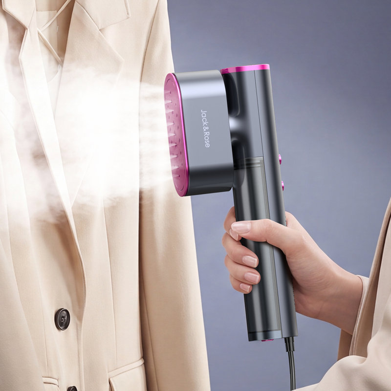 Vapeur de voyage Jack ＆ Rose pour vêtements, fer à vapeur portatif 100-220V, chauffage 15s, protection de sécurité d'arrêt automatique, cuiseur à vapeur portatif ＆ fer 2 en 1, format voyage, grand panneau chauffant en céramique, utilisation mondiale