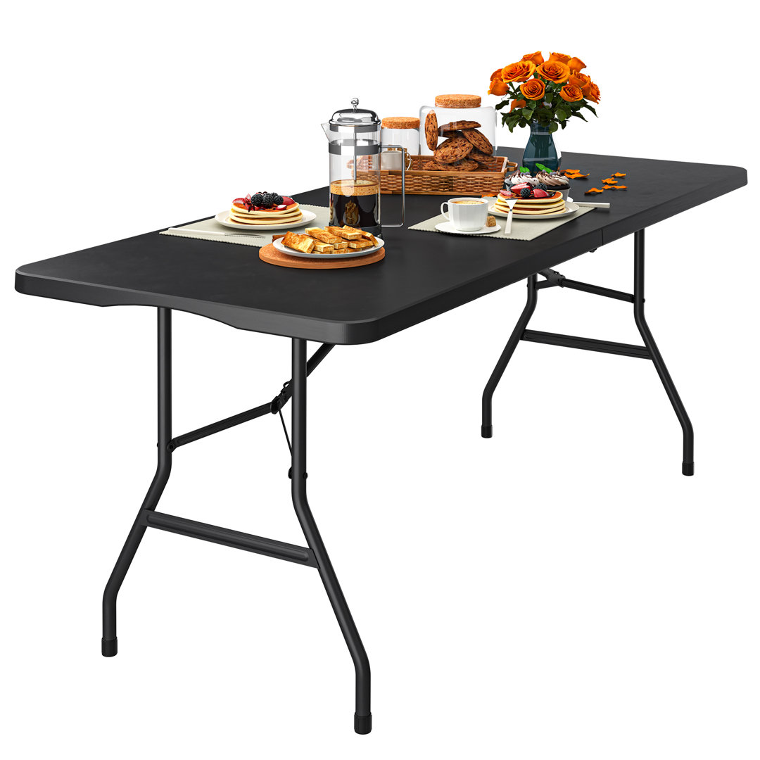 Kenzliee Patio 6'L Folding Banquet Table, Camping Table with Handle Arlmont & Co. 