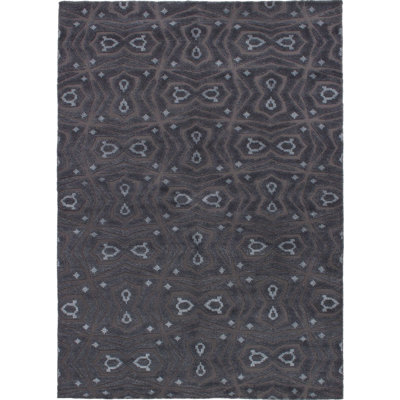 Tapis unique en laine noué à la main gris foncé de 5 pi 4 po x 7 pi 7 po Andert