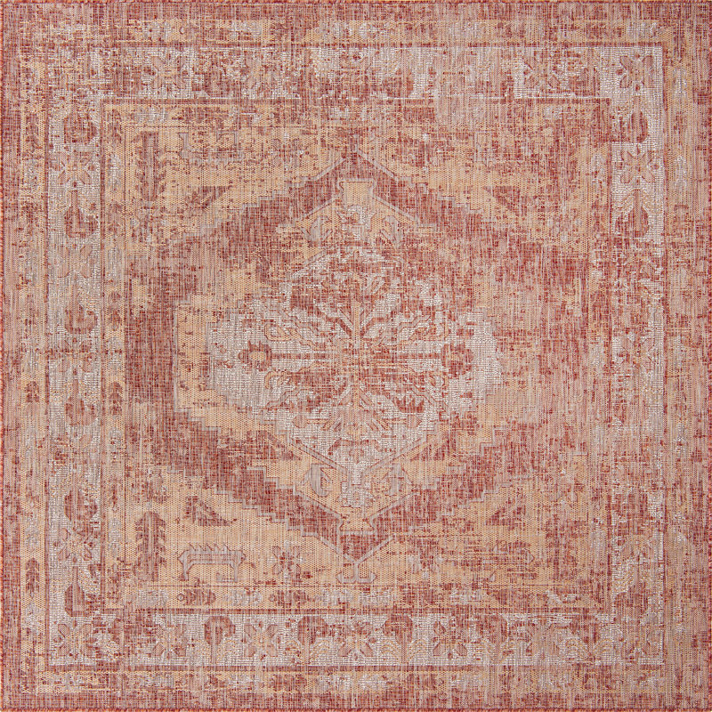 Murrey Oriental Area Rug in Rust, Square 7'10"