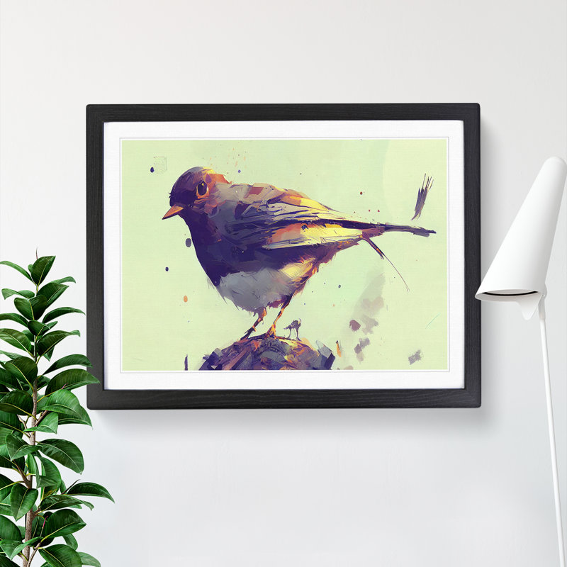 Robin Bird Vol.2 - Single Picture Frame Print, 25cm H x 34cm W x 2cm D, Black Framed