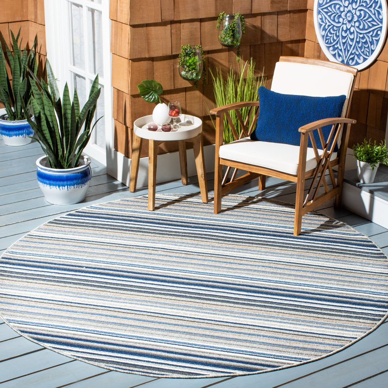 Tapis à rayures Cabana Performance, Rond 5 pi 3 po
