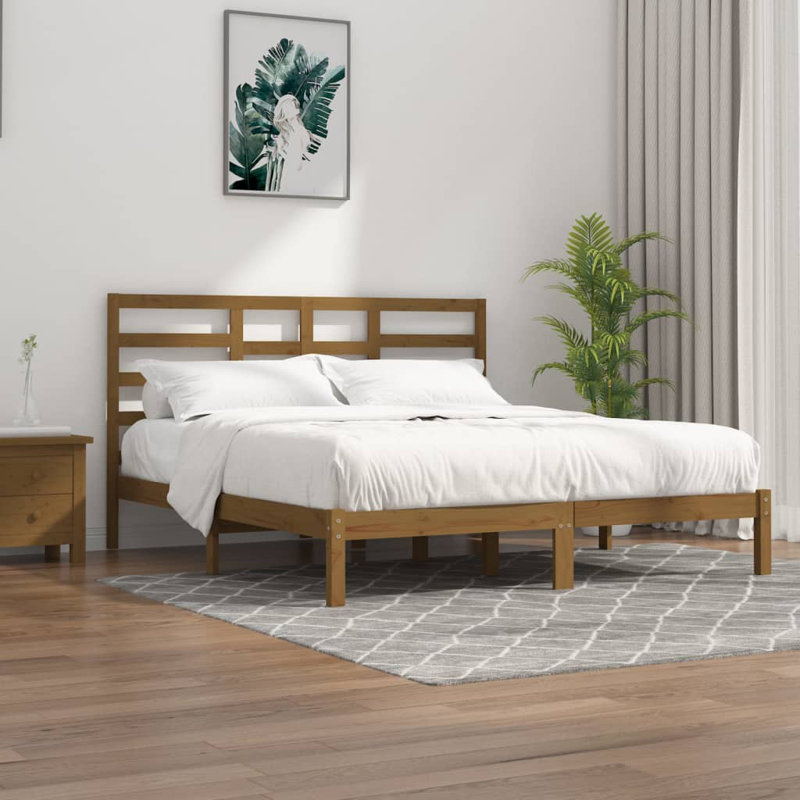 Nicklas Solid Wood Bed, Honey Brown, Super King (6')
