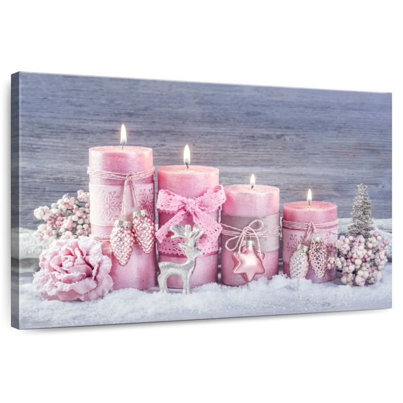 Bougies roses de l'Avent, H 30 po x l 45 po