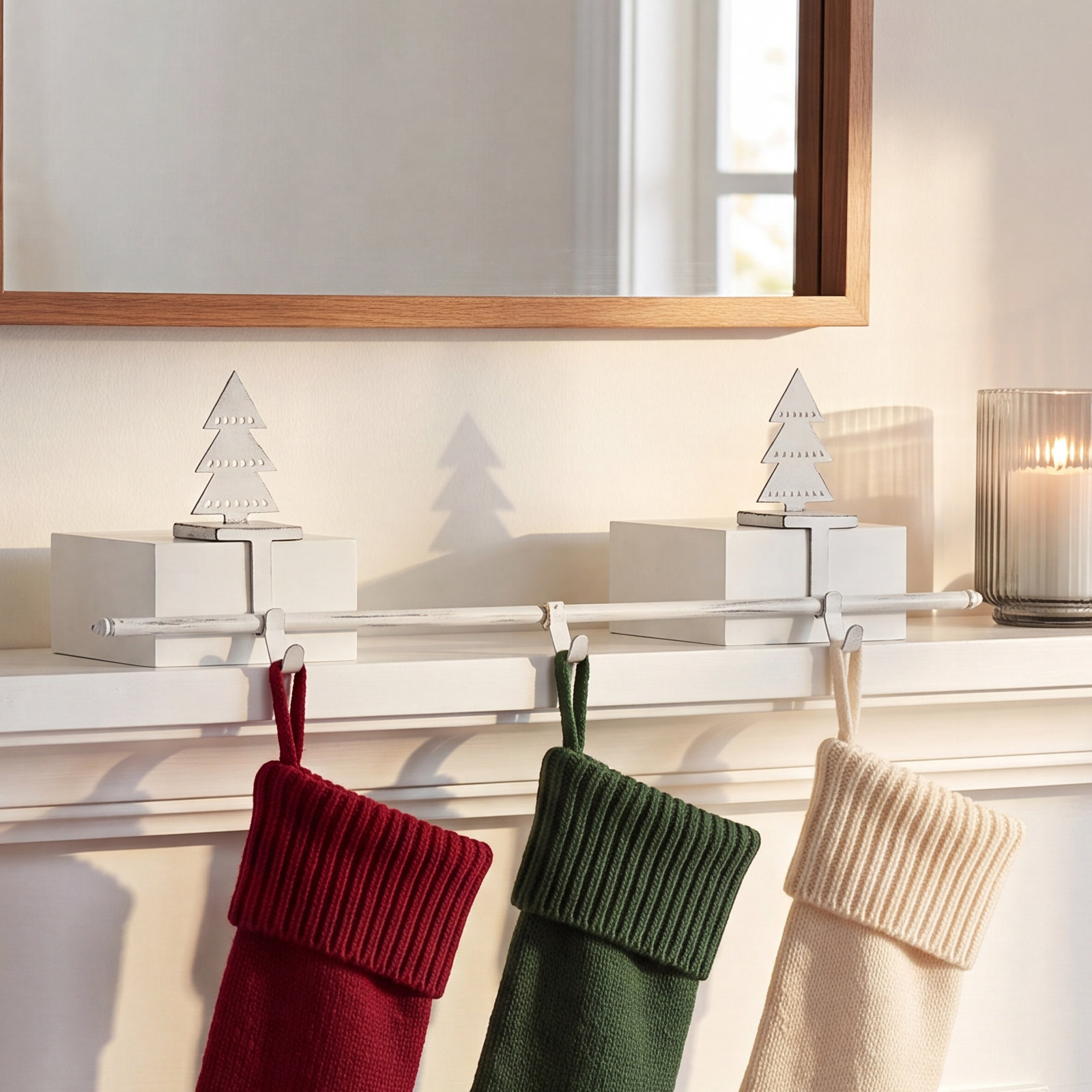 Pine Tree Stocking Holder, White
