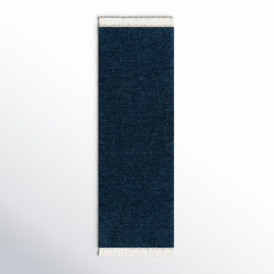 Clio Solid Color Hand Loomed Wool Area Rug in Blue