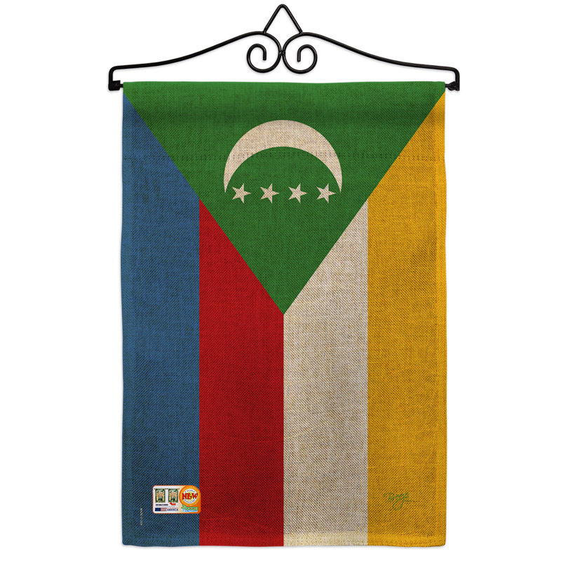 Polyester de 2 côtés 19 po x l 13 po comores drapeau de jardin