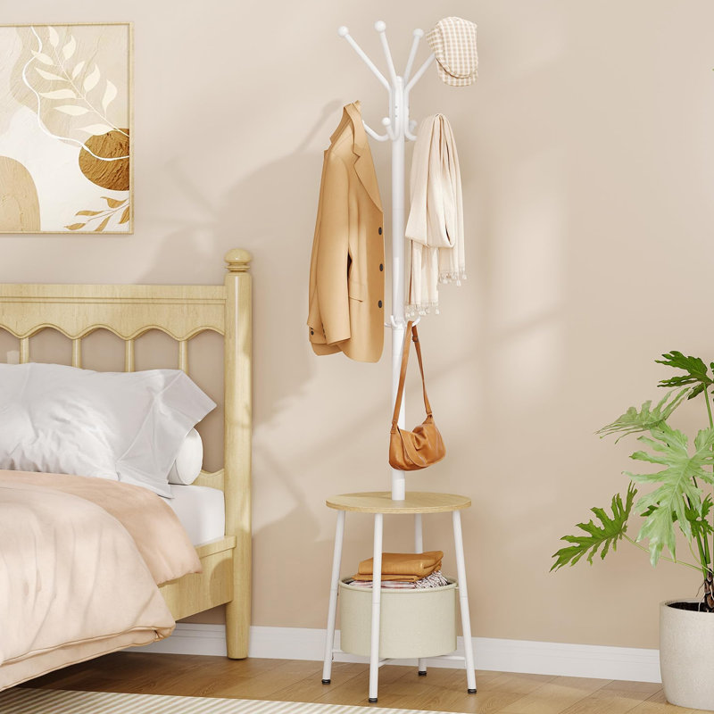 Steel Freestanding 12 - Hook Coat Rack, Yellow-white