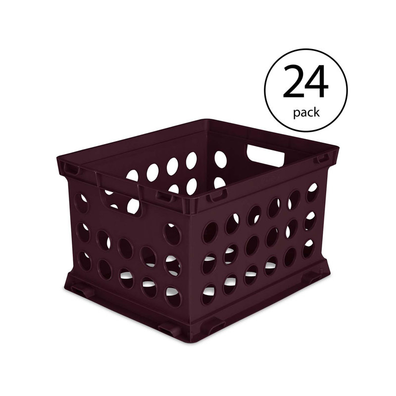 Stackable File Storage Plastic Crate, Red