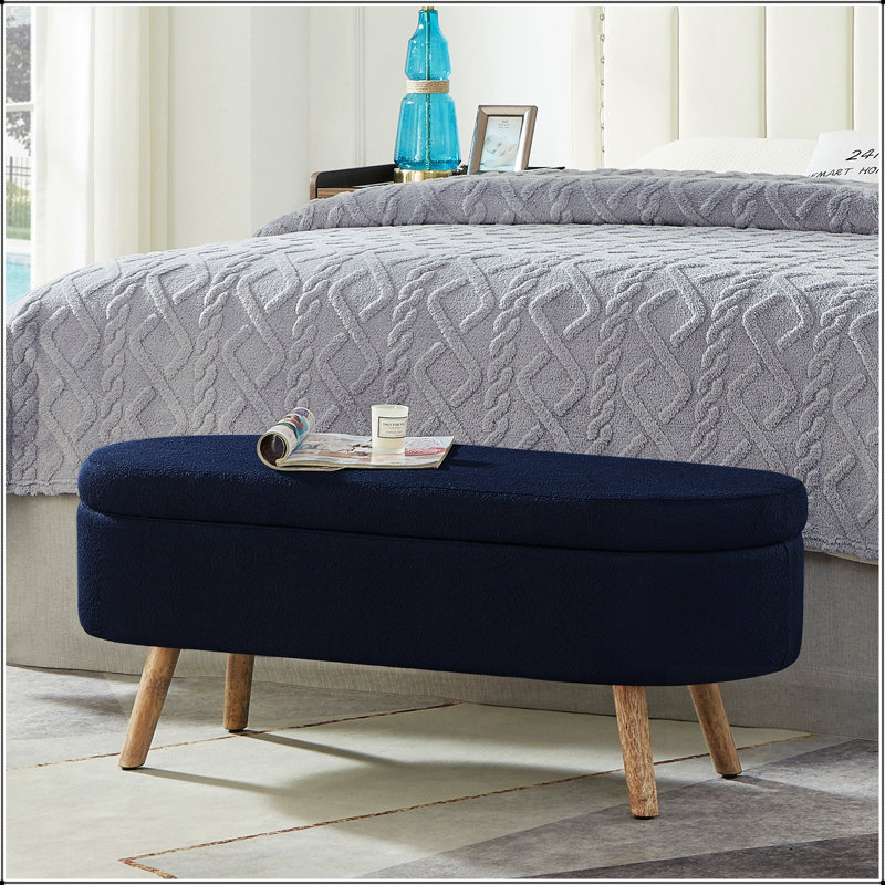 Banc de rangement avec repose-pieds ovale Luxury, Marine