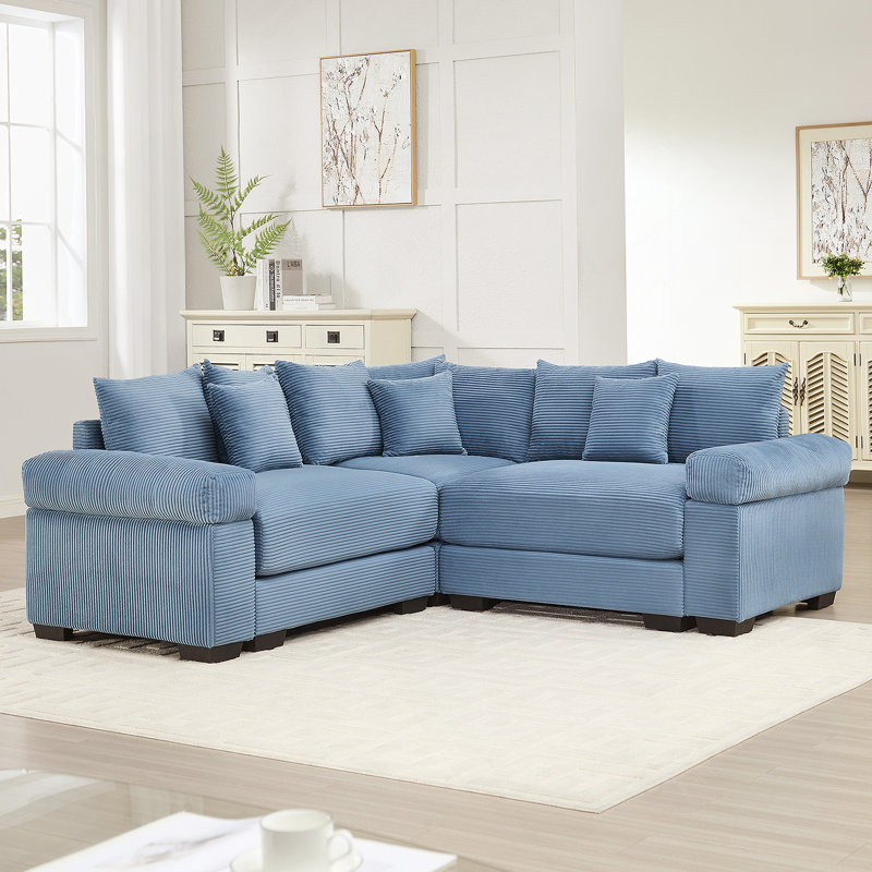 Canapé modulaire surdimensionné surdimensionné avec conception convertible, assise profonde, accoudoirs très larges et 10 coussins décoratifs en velours côtelé