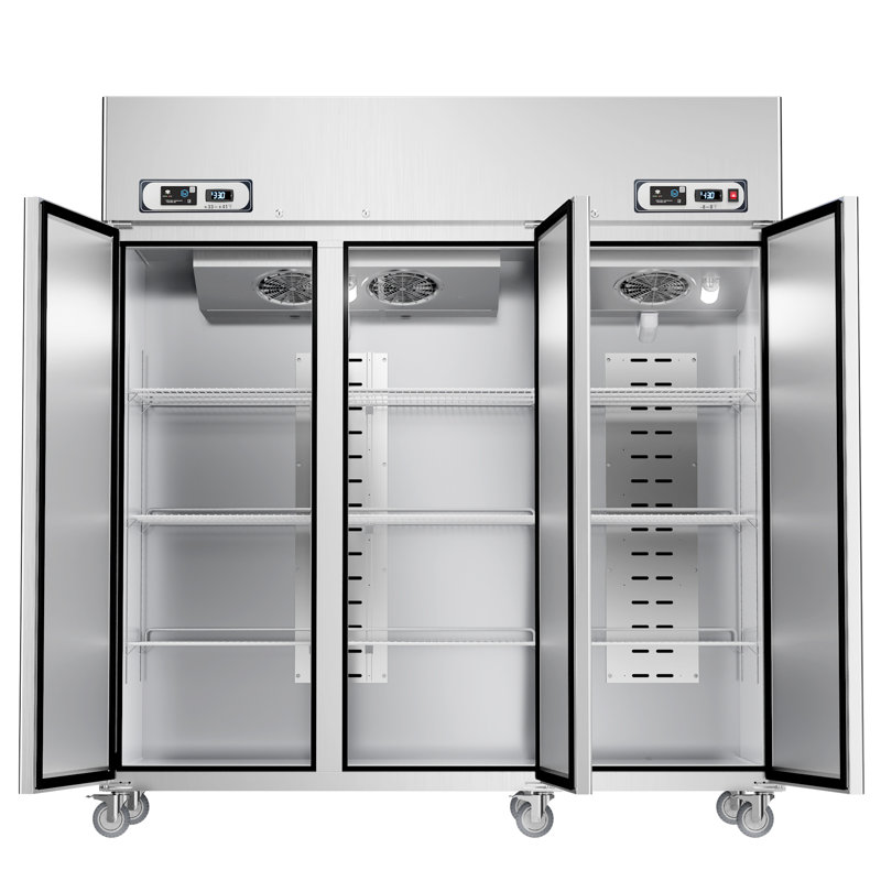 Veecool Commercial Refrigerator Freezer Combo Wifi With Smart App Control, 72" 54 Cu.ft Dual Temperature Upright Freezer, 3 Door 3 Section Stainless Steel Reach In Fridge For Restaurant Church School