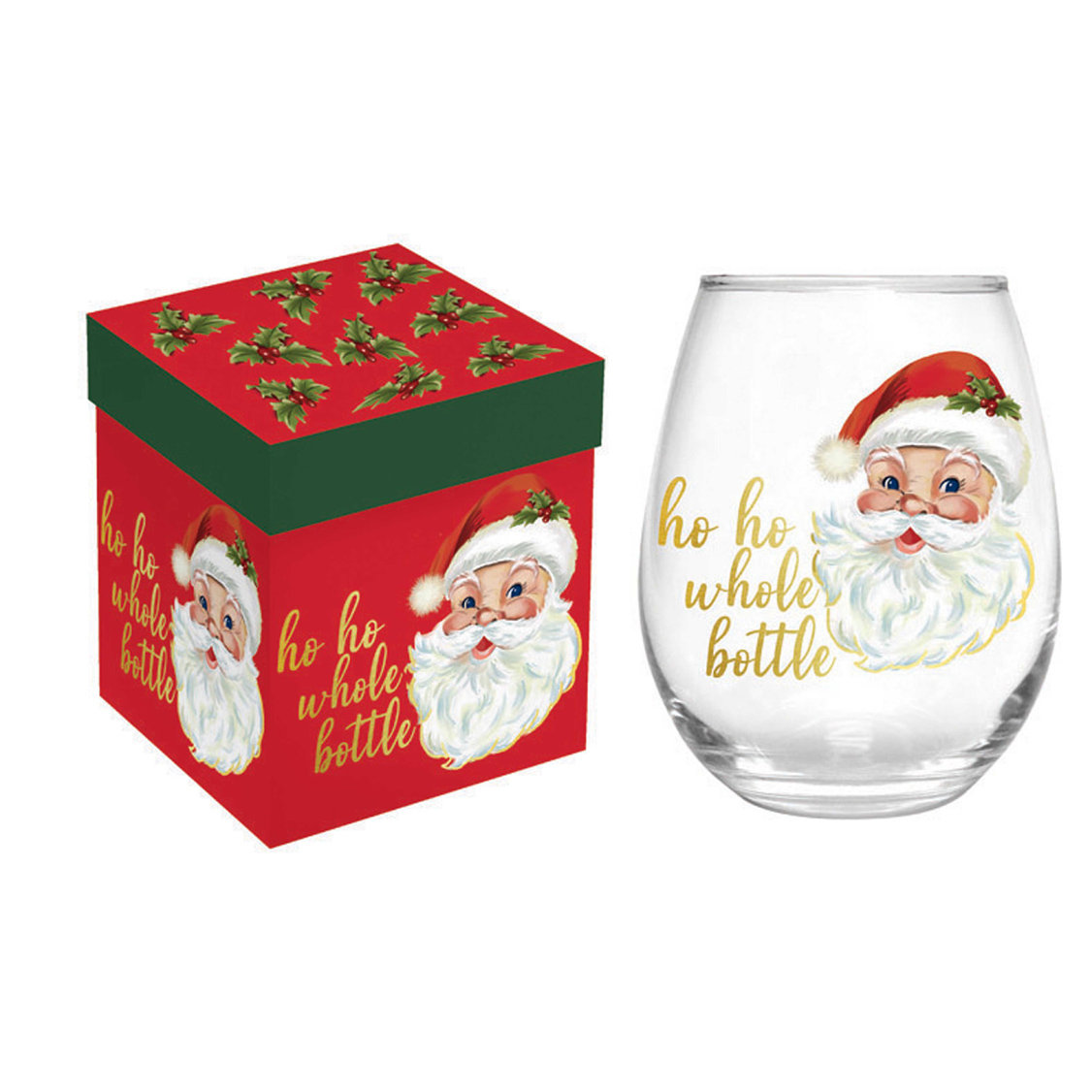 Elcio 17 oz. Christmas Joy Stemmed Wine Glass with Matching Gift Box