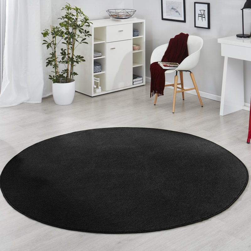 Fancy Black Rug, Round 200cm