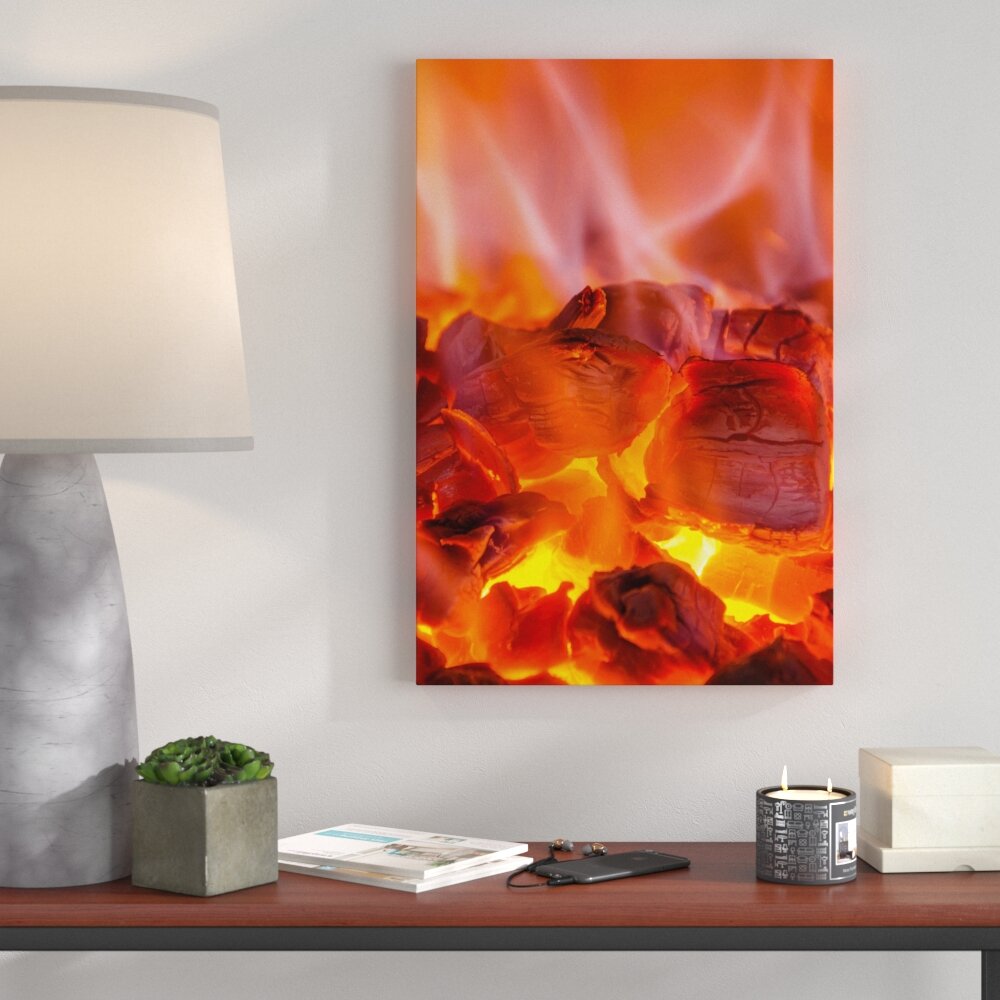 Leinwandbild Holzkohle Feuer, Fotodruck