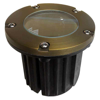 Puits de lumière 12V en composite de 5 po avec couvercle ouvert en laiton