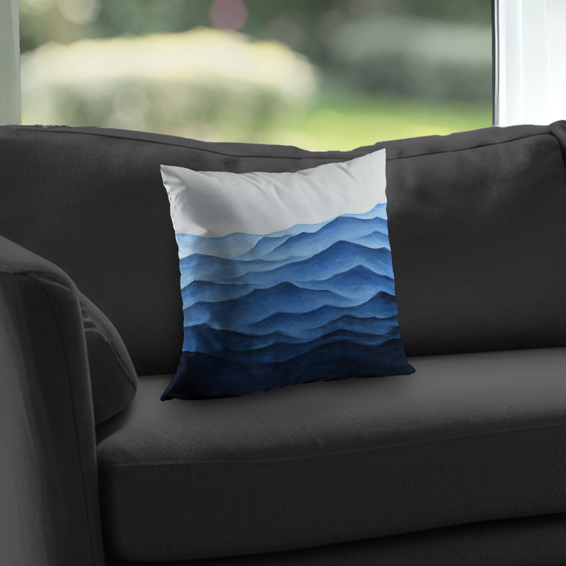 Blue Ocean Bathroom Waves Poly Twill Throw Pillow - Home Decor