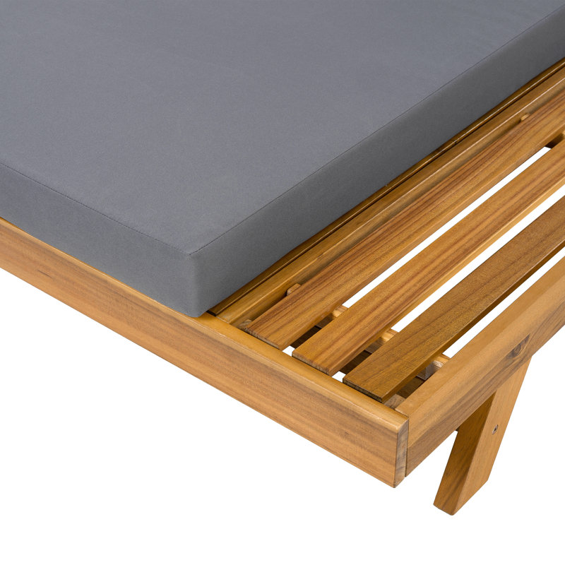 1 Person Lounge Chaise,Space Available On One Side, Acacia Wood With Water-Resistant Lounge Cushions (4 Inch Thick)
