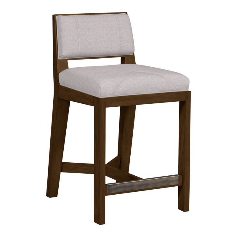 Thom Filicia Solid Wood 26.5" Counter Stool, Nadia Linen, Havana