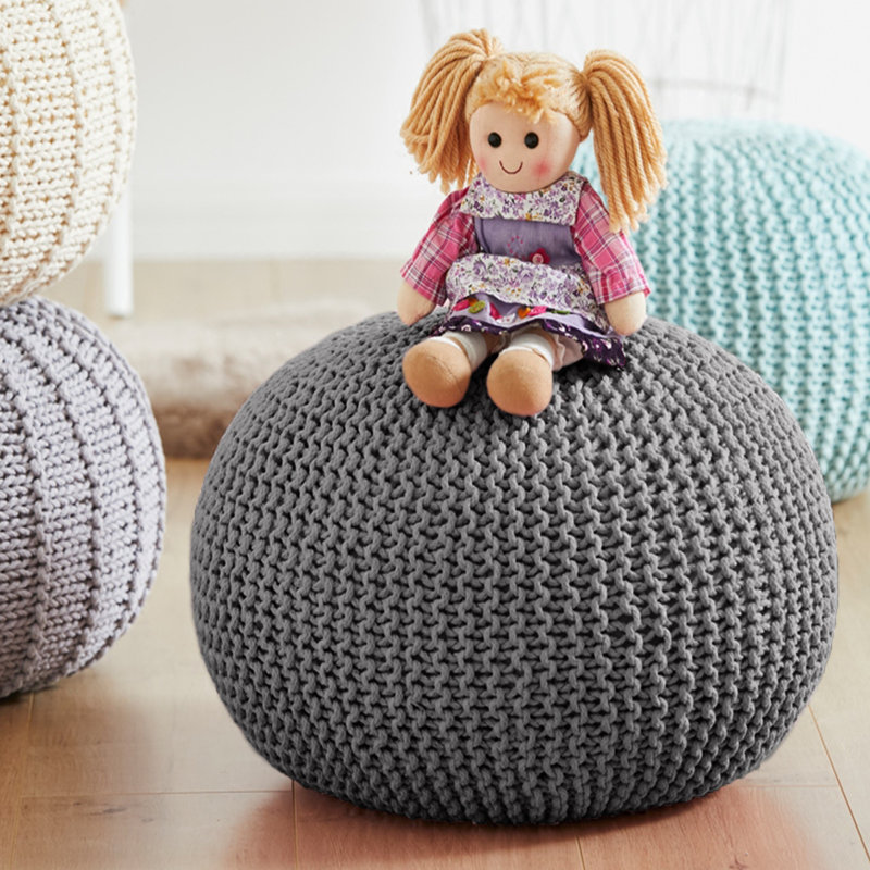 Repose-pieds rond 15,74 po, 100 % coton gris