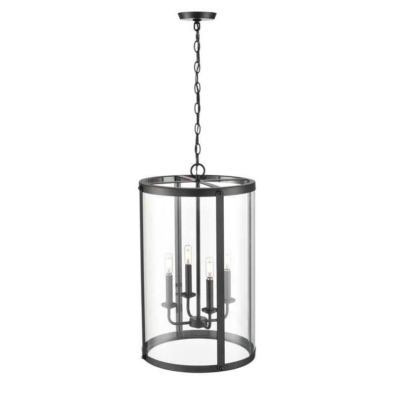 Luminaire suspendu cylindrique à 4 lumières Kambria, Noir mat