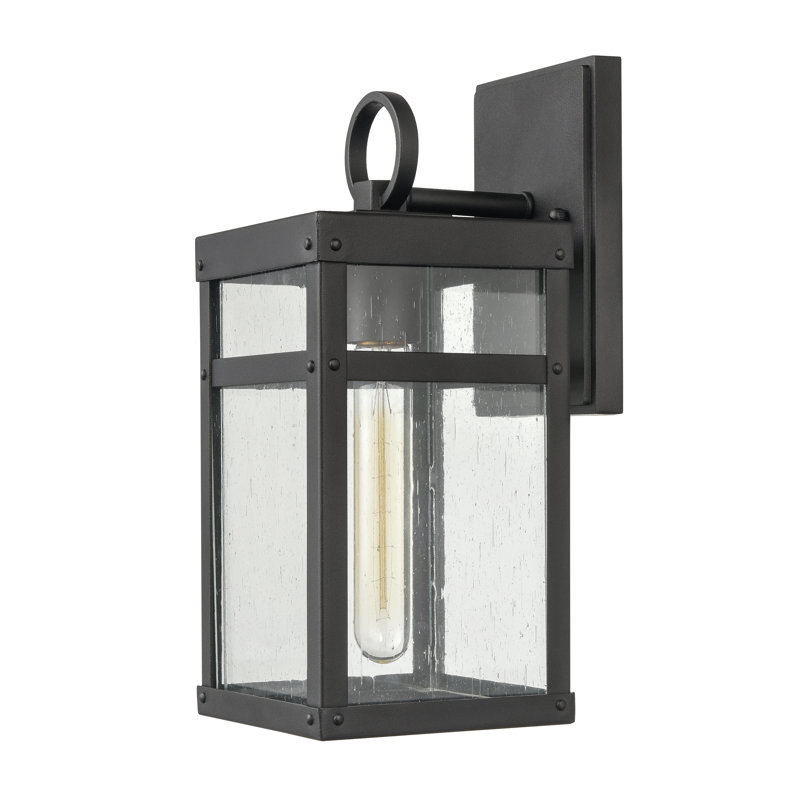 Applique murale d'extérieur 1 lumière Dalton de 13 po de hauteur - noir texturé, H 13 po x l 5,5 po x P 7 po