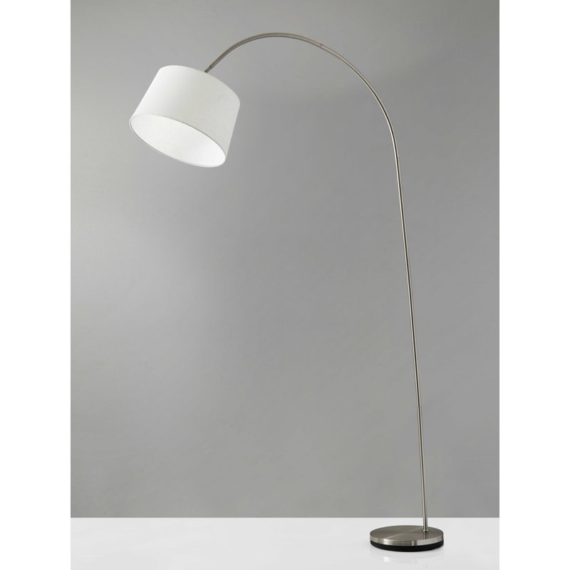 Lampe sur pied en arche 83" Quinter, Acier brossé, Blanc