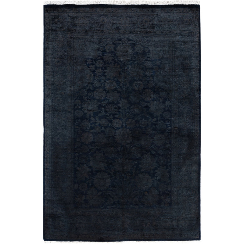 Overdyed One-of-a-Kind Rectangle 4'3" X 6'1" Hand Knotted Area Rug