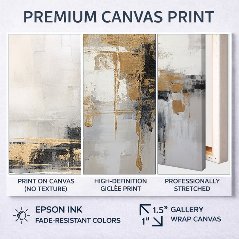 Essential Bliss Minimalism Abstract Gold Painting - Grey Abstract Painting Canvas Print, Gold, 44" H x 34" W
