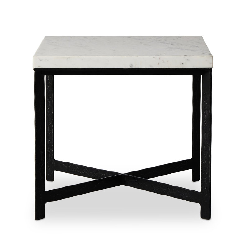 Table de bout Nelida, Plateau blanc / base noire