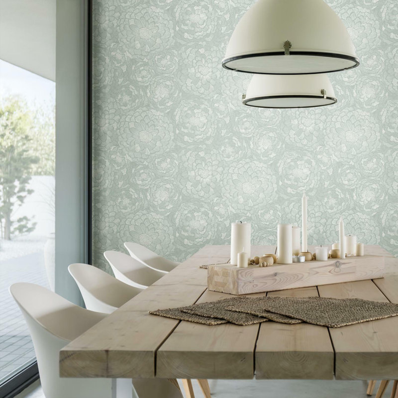 Peel & Stick Floral Roll, Green/Taupe