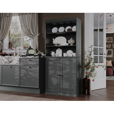 Bryani Palace Imports 100% Solid Wood Pantry Cabinet, Raised Panel Doors, Adjustable Shelves, 32" Wide, 71.5" Tall by Hokku Designs