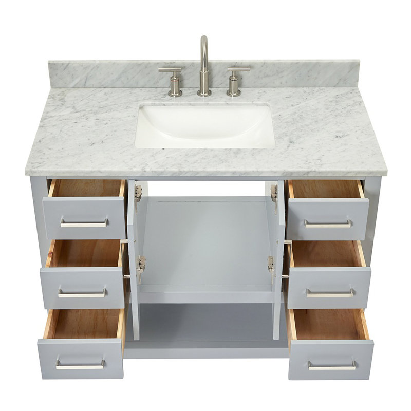 Magnolia Bath Vanity Rectangular Basin S061SCW2R, Gray, 43", Rectangular