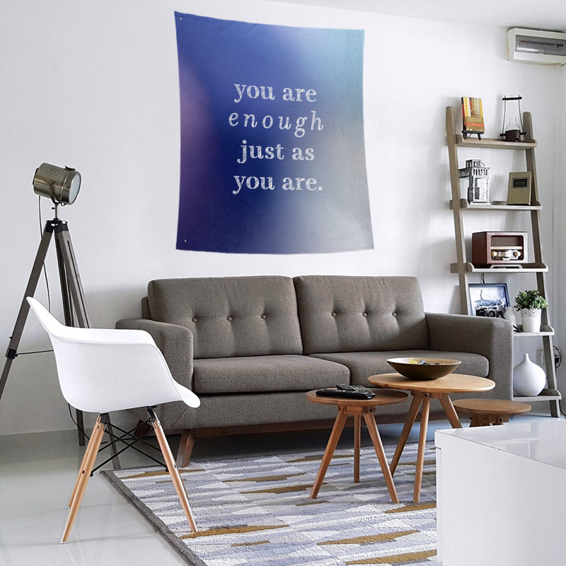 En polyester, vous êtes assez tapisserie quot, H 104 po x l 88 po, Bleu / Blanc