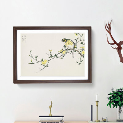 Bunting Bird on a Plum Tree by Numata Kashu - Picture Frame Art Print