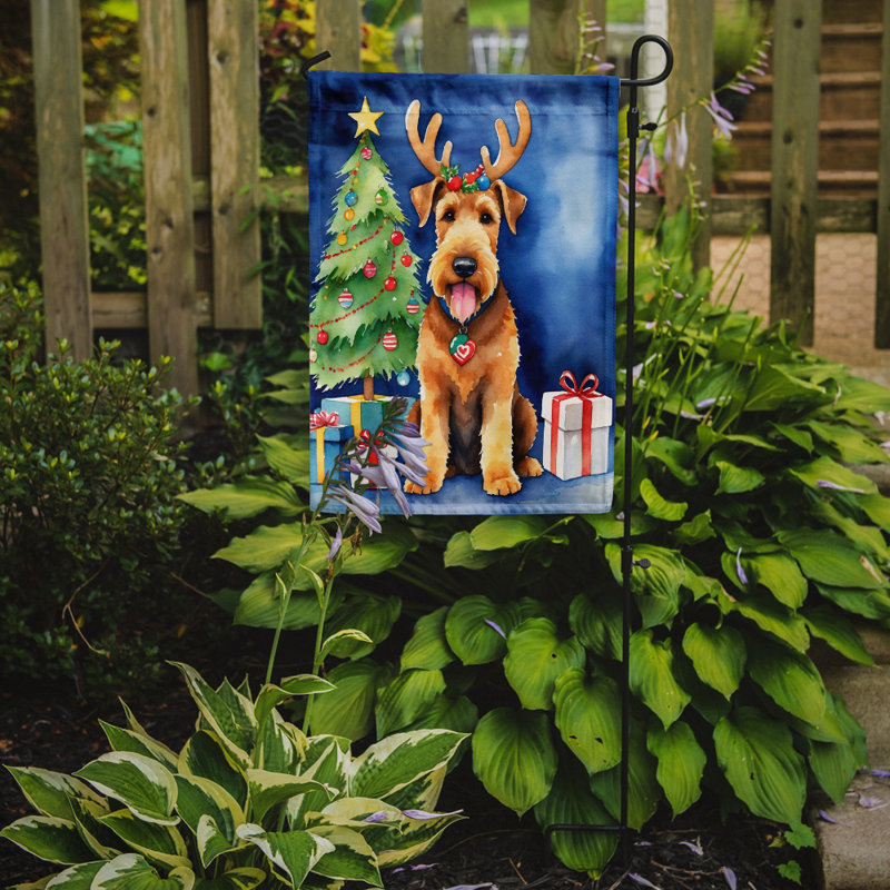 Christmas Reindeer Garden Flag, Airedale Terrier
