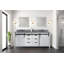 Meuble-lavabo double blanc 80 po X P 22 po P, comptoir en quartz gris et 30 po Miroirs