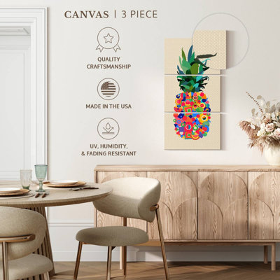 Abstrait ananas - ensemble de 3 impressions sur toile tendue