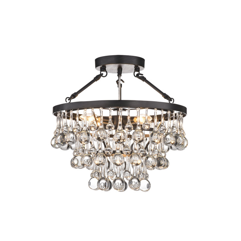Kerr Glass Semi Flush Mount, Brownish Black